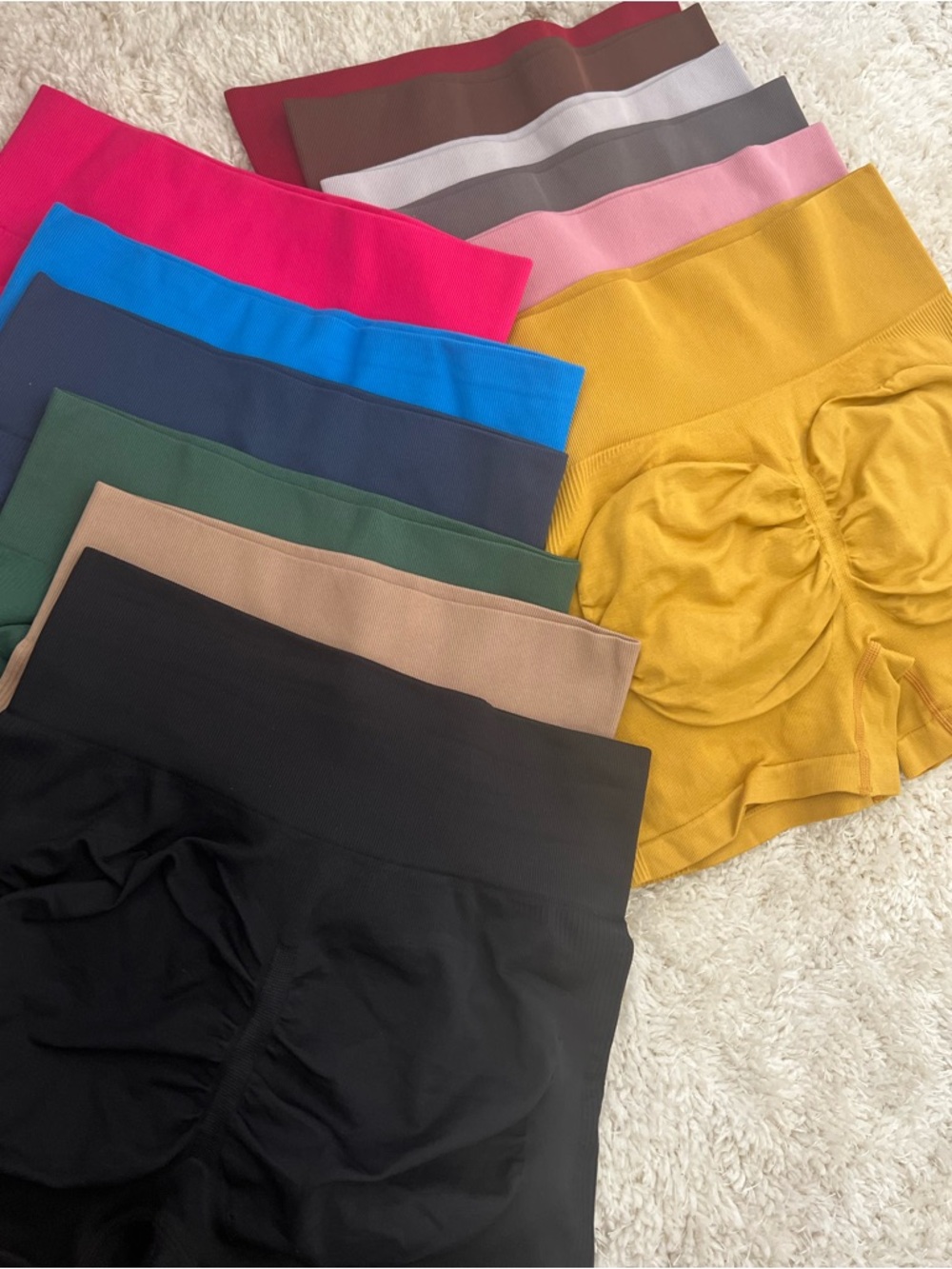Assorted Seamless Scrunch-Back Shorts - Multi Color 12 Pack